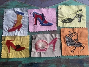 Embroidered Shoe Patches Lot Of 6 Colorful Cotton Basically 3”x4” Free Shipping - Picture 1 of 5