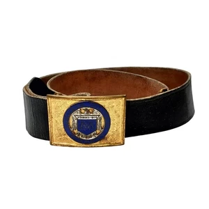 1930s Augusta US Military Academy Belt and Buckle Inscribed Gold Tone 33.5" - Picture 1 of 9