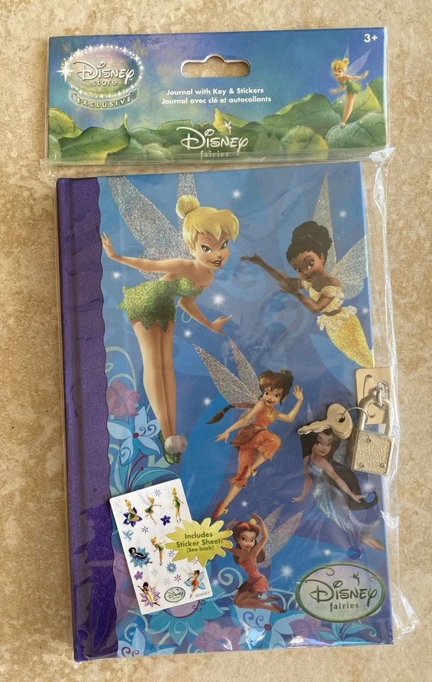 NEW Disney Tinkerbell Tinker Bell Diary Journal 6x8” w/ Lock Keys & STICKERS NIP - Image 1 of 4