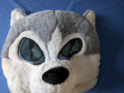 Dan Dee BIG GREETER Cabezas Lobo Husky Cabeza Peludo Disfraz Mascota Máscara - Malla Ojos Foto 1 de 4