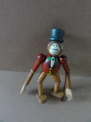 Figurine singe en bois articulée  vers 1930 jouet ancien - Photo 1/4