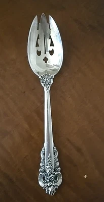 Vintage Grand Baroque Wallace By Sterling Silver Pierced Serving/Table Spoon - Image 1 of 4