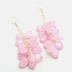 Rose Quartz Gemstone Handmade Drop Dangle Earrings Jewelry For Women 3" AE-95470 - Picture 1 of 1