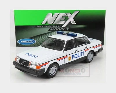 1:24 WELLY Volvo 240 Gl Politi Norway Police 1986 White WE24102NP-W - Immagine 1 di 2