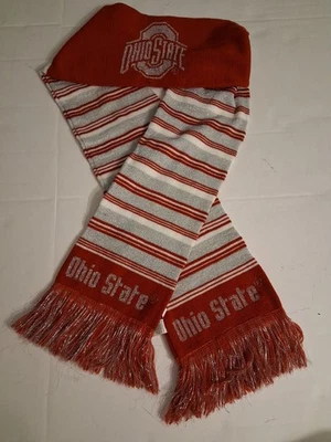 Women's Ohio State Buckeyes  Logo Red Silver  Scarf  Double Sided Wrap Winter W2 - Image 1 of 4