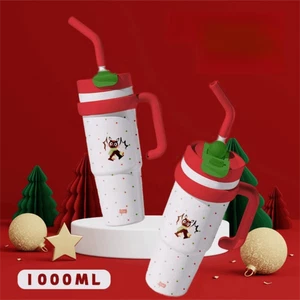 with Handle and lids Vacuum Tumbler Cartoon Direct Drinking Cup Travel - Photo 1/17