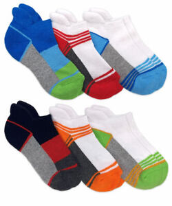 Jefferies Socks Boys Sport Low Cut No Show Ankle Cushion Tab Socks 6 Pair Pack
