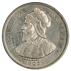 Panama 1905 Silver 50 Centesimos 25.00 gr., 36 mm VF-EF  KM-5 - Picture 1 of 3