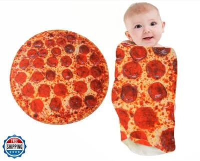 Manta para bebé con temática de pizza franela ultra suave 36 pulgadas envoltura portátil novedad Gi Foto 1 de 4