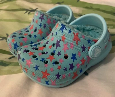 Crocs Blue Star поскользнуться на сабо туфли шерпа с подкладкой Baby девочки размер C4 - Изображение 1 из 4