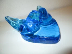 Vintage Bluebird Glück Herz Kunst Glas Figur Briefbeschwerer Ron Ray 1991 signiert - Bild 1 von 12