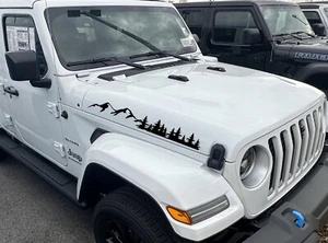 Mountains & Pine tree Hood decals stickers graphics fits Jeep Gladiator Wrangler - Picture 1 of 9