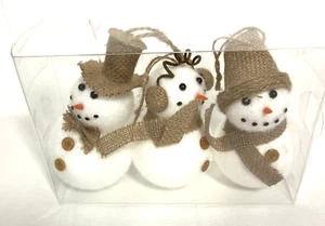 Juego de tres muñecos de nieve de arpillera para vestíbulo de hobby nuevo minimalista casa de campo decoración - Imagen 1 de 5