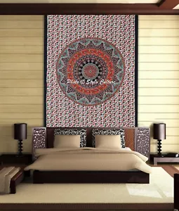 Mandala Tapestry Orange Twin Printed Wall Decor Cotton Dorm Decor Wall Art Throw - Picture 1 of 3