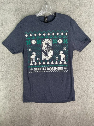 Seattle Mariners T Shirt Unisex SMALL Dark Blue Short Sleeve MLB Sweater "Look" Cover