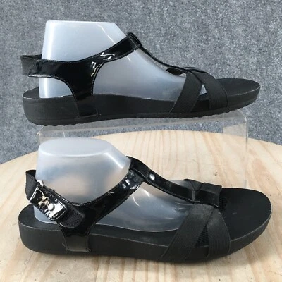 Sandalias Easy Spirit para mujer 8 M Lalia TStrap planas con cordones negras imitación cuero Foto 1 de 4