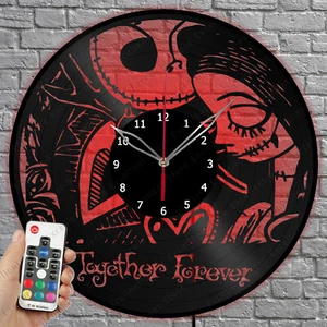 LED Vinyl Uhr Jack und Sally LED Licht Vinyl Schallplatte Wanduhr Wohndeko 1980 - Bild 1 von 11