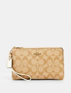Coach DAMEN-GELDBÖRSE MIT DOPPELREISSVERSCHLUSS IN SIGNATUE CANVAS KHAKI # 3132 – NEU MIT ETIKETT - Bild 1 von 2