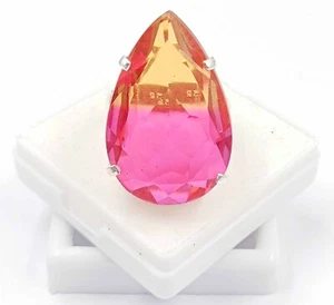Rare Collection Certified Bi-Color Ametrine 57-60 Ct Pear Cut Silver Ring JKF - Picture 1 of 10