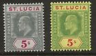ST LUCIA  SG 76/77  1905/7 WATERMARK MULTIPLE CROWN CA   TOP VALUES  FINE MINT
