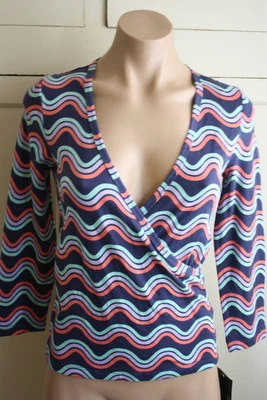 Camisa Juniors Energie Manga 3/4 TALLA M Imitación Envoltura Ondulada Chevron Colores Pastel Foto 1 de 4