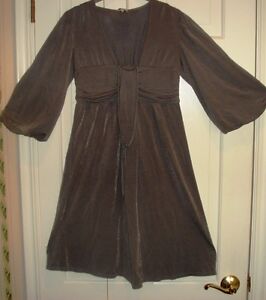 NWT Ella Moss Slate Gray Lurex 3/4 Sleeve Dress Size Small retail