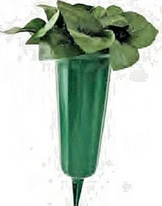 Hágalo usted mismo jarrón de cementerio verde perma-plástico con espiga, follaje y estabilizador de espuma - Imagen 1 de 8
