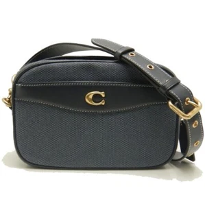 COACH Shoulder bag Camera bag CJ848 Canvas/ Leather Midnight Navy OUTLET/252785 - Picture 1 of 9