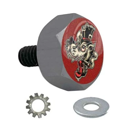 Gris Gunmetal - Perno de asiento hexagonal de aluminio Billet para Harley - WOLF TOP HAT RAT ROD Foto 1 de 4