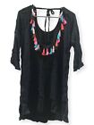 Xhilaration swimsuit cover-up with tassels- black, S (NWT)