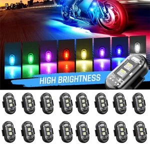 16Pcs Wireless RGB LED Strobe Light Flash Emergency Driving Light For Car Bikes - Picture 1 of 24