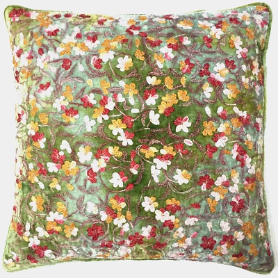 Anke Drechsel Kissen RAYMON Shaded Mint Metallic Seiden Samt Bestickt Grün - Bild 1 von 4