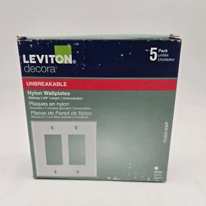 Leviton Decora 2-Gang White Decorator Rocker Midway Nylon Wall Plate 5-Pack - Picture 1 of 2