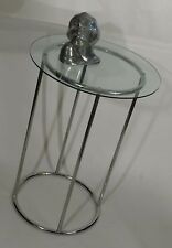 Milo Baughman MCM VIntage Chrome and Glass Sculpture Display Stand Table 1970s
