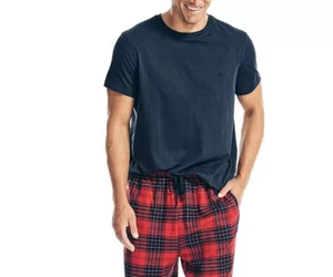 Nautica Classic-Fit Solid Pajama T-Shirt Men's L Navy Crew Neck Short Sleeve - Picture 1 of 15