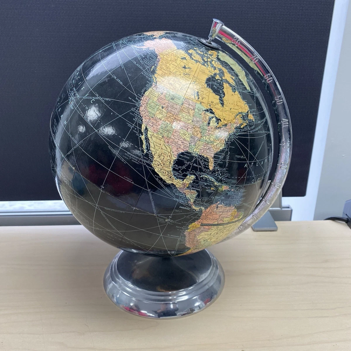 Black Vintage Original Antique World Globes & Celestial Globes for