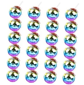 25 PCS Disco Ball Cups, 20Oz Disco Party Cups with Lid and 25Pcs Rainbow - Picture 1 of 7