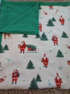 baby blanket Throw Lap Blanket handmade Cozy Flannel Reversible  Chrismas Santa  - Picture 1 of 4
