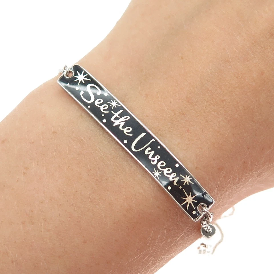 Pulseira ajustável ALEX & ANI DISNEY 925 esmalte esterlina veja o invisível 6-10" - Imagem 1 de 4