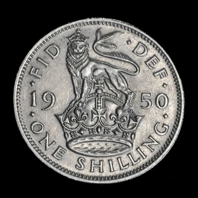 GB GEORGE VI SHILLING - 1950 -ENGLISH CREST ++ HIGH GRADE! ++[165-296] - Image 1 of 2