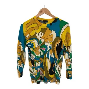 J. Crew Crewneck sweater Size Medium M Merino Wool floral Long Sleeve Colourful - Picture 1 of 4
