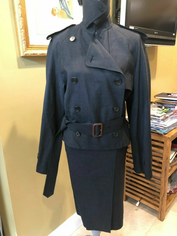 FABULOSO TRAJE HERMES carbón lana virgen talla 40 (US 6/8) NUEVO SIN ETIQUETAS hecho en Francia Foto 1 de 4