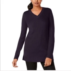 Charter Club Damen Pullover V-Ausschnitt Pulli Damast Pflaume/Lila Größe M - Bild 1 von 6