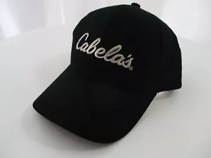 CABELA'S Hat Cap Black Snap Back Black Adjustable Baseball White Logo Hunter Men - Picture 1 of 18