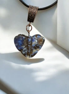 Natural Boulder Opal ~Hand Carved Butterfly Pendant~ Leather Necklace - Picture 1 of 3