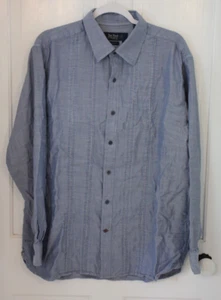 Nat Nast Hemd Herren Large Blau Seidenmischung Knopfleiste Langarm Luxus Originals - Bild 1 von 8