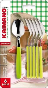 Set 6 Cucchiaini da Tavola Caffè in Acciaio Dinamik Verde Acido Kaimano - Foto 1 di 1