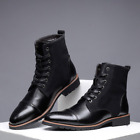 Mens Shoes Fashion Vintage Leather Chukka Fur Inside Winter High Top Ankle Boots