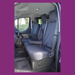 Ford Transit Custom 2013-2023 Waterproof Front 3 W/Tray Seat Covers Black - Picture 1 of 5