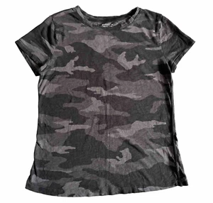 Athleta Damen kurzärmeliges schwarz grau tarnfarbenes Baumwolloberteil klein - Bild 1 von 4